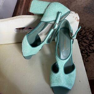 Mint Green Block Heels